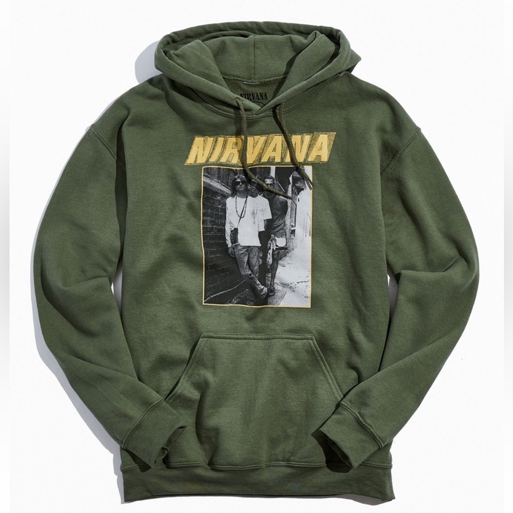 Urban Outfitters Green Nirvana Photo Hoodie Sweatshirt